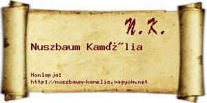 Nuszbaum Kamélia névjegykártya